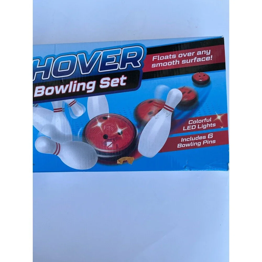 Hover Bowling Set, Floats Over Smooth Surface! LED Light Bowling Ball & 6 Pins